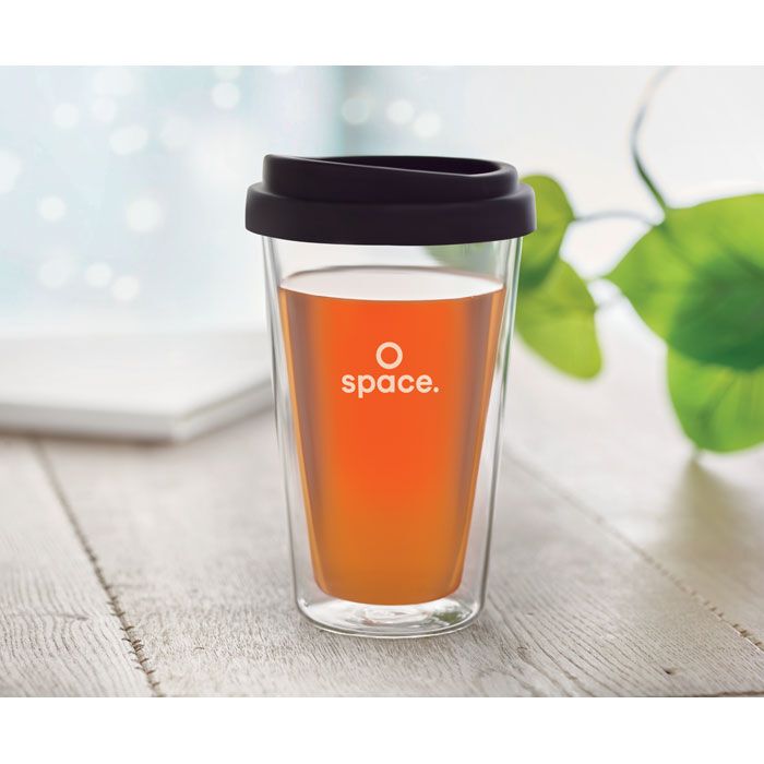 Borosilikat Trinkglas 350ml BIELO TUMBLER - schwarz-838