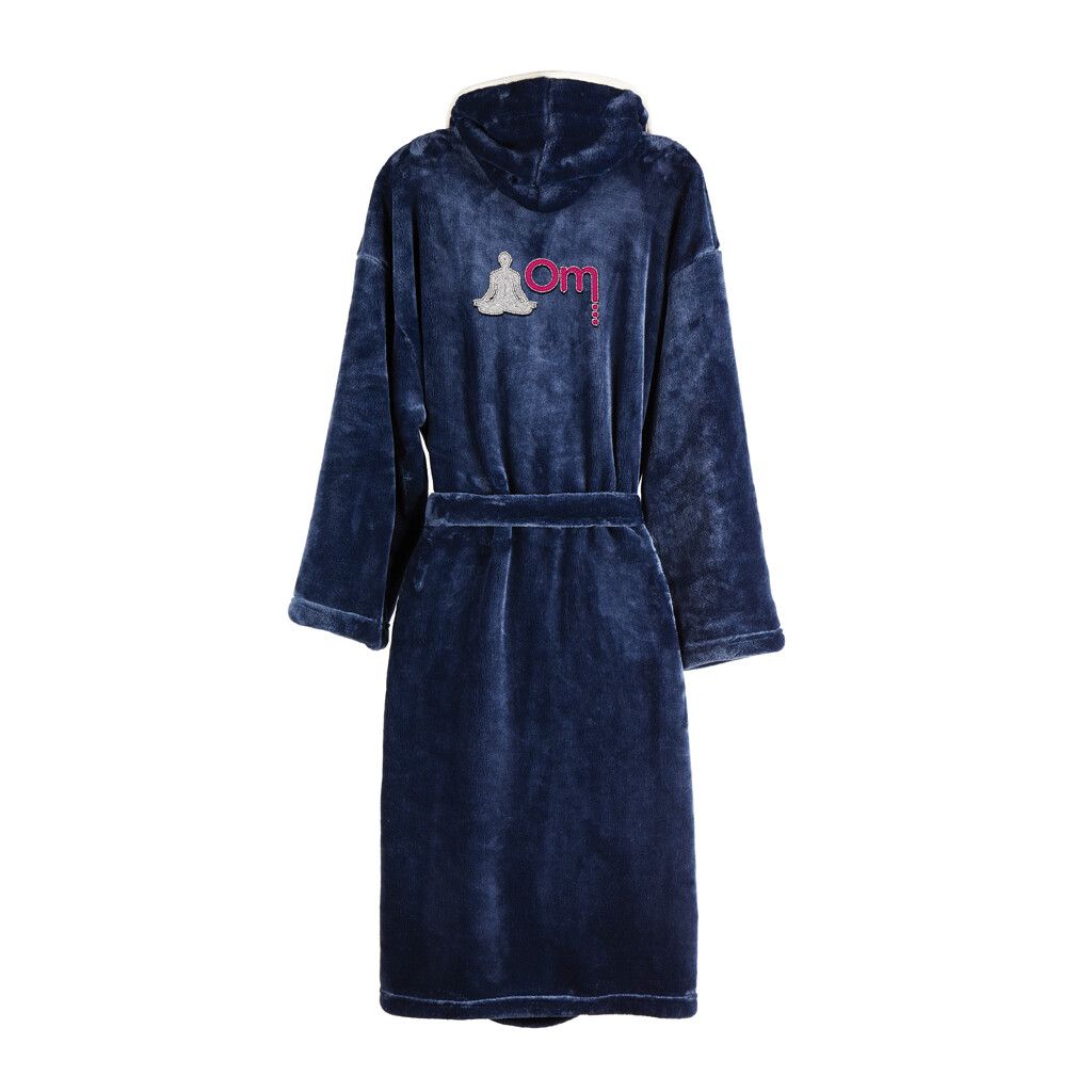 VINGA Louis Luxus Plüsch GRS rPET Bademantel Größe S/M - navy blau-121