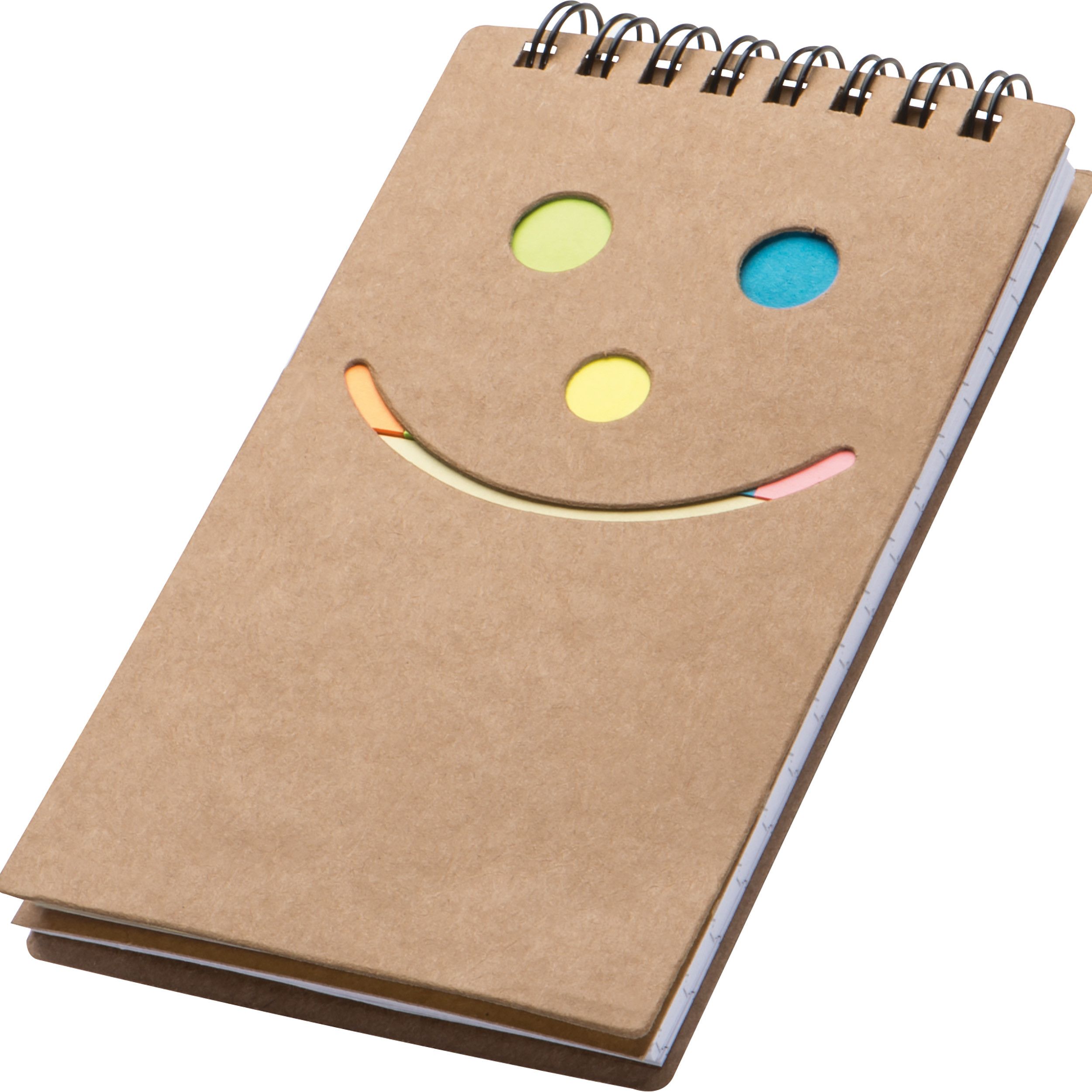 Notizblock mit Spiralbindung und einem Smile Gesicht - braun-422
