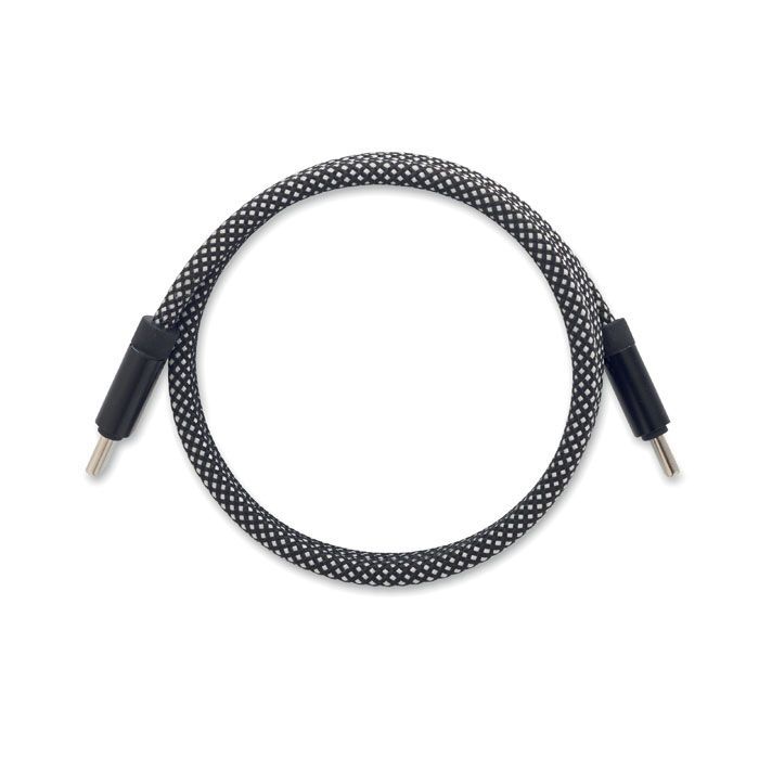 Magnetisches Kabel RPET BRAID - weiß - schwarz-804