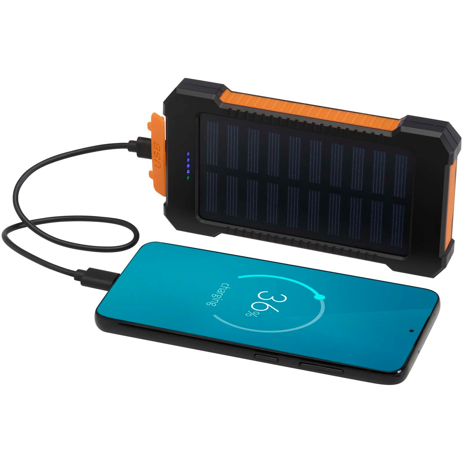 Altair 10 W 5000 mAh robuste Solar Powerbank aus recyceltem Kunststoff mit integrierter Taschenlampe - schwarz-520