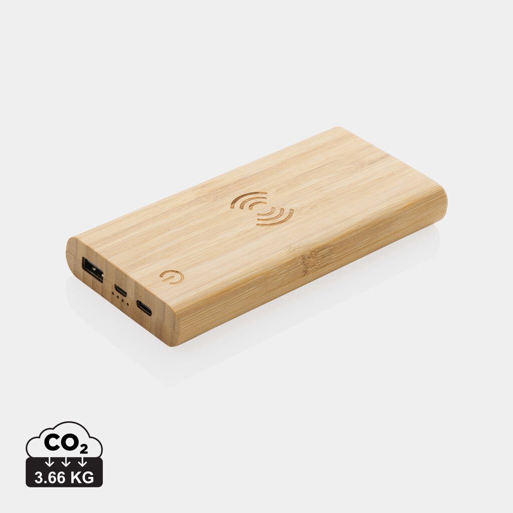 8.000mAh Bambus-Wireless-Powerbank - braun-360