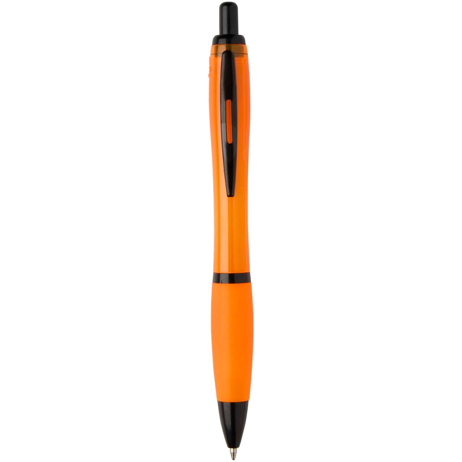Nash Kugelschreiber aus recyceltem Kunststoff mit schwarzen Zierelementen (schwarze Mine) - orange-582