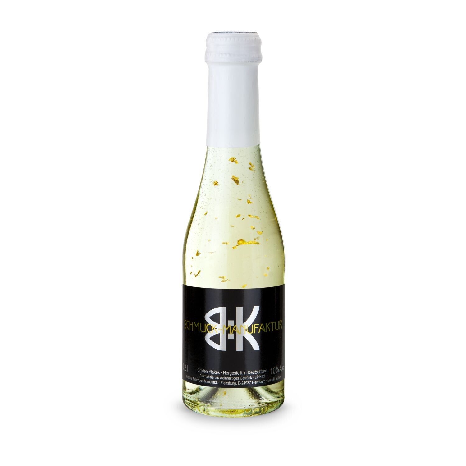Piccolo Golden Flakes - Flasche klar, 0,2 l - Kapselfarbe Weiß-363
