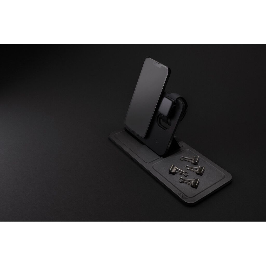 Swiss Peak 3-in-1- Wireless-Charging Desk-Tray aus RCS rPU - schwarz-696