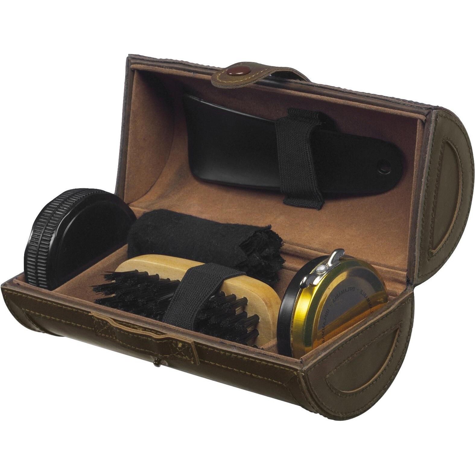 Schuhputzset in Kunstleder-Rolle Mario - braun-410