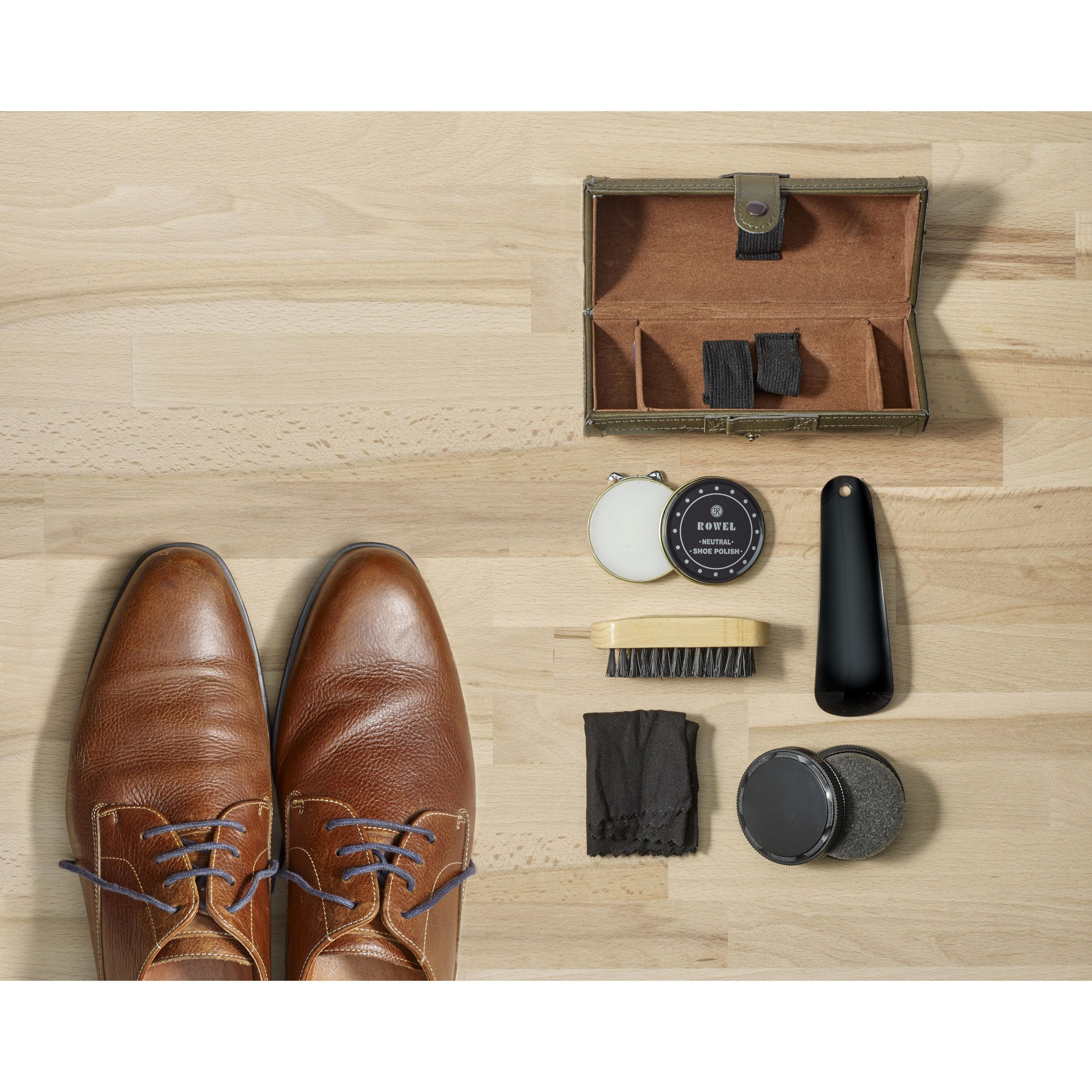 Schuhputzset in Kunstleder-Rolle Mario - braun-95