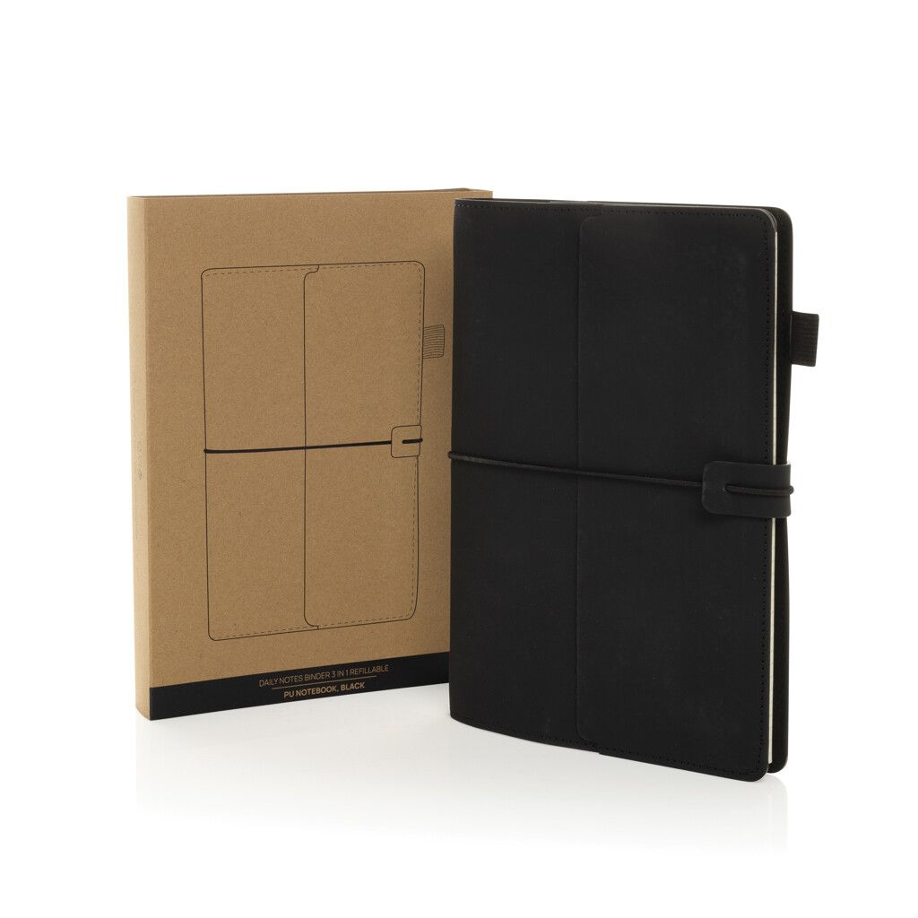 Daily Notes Binder 3-in-1 PU-Notizbuch zum Nachfüllen - schwarz-416