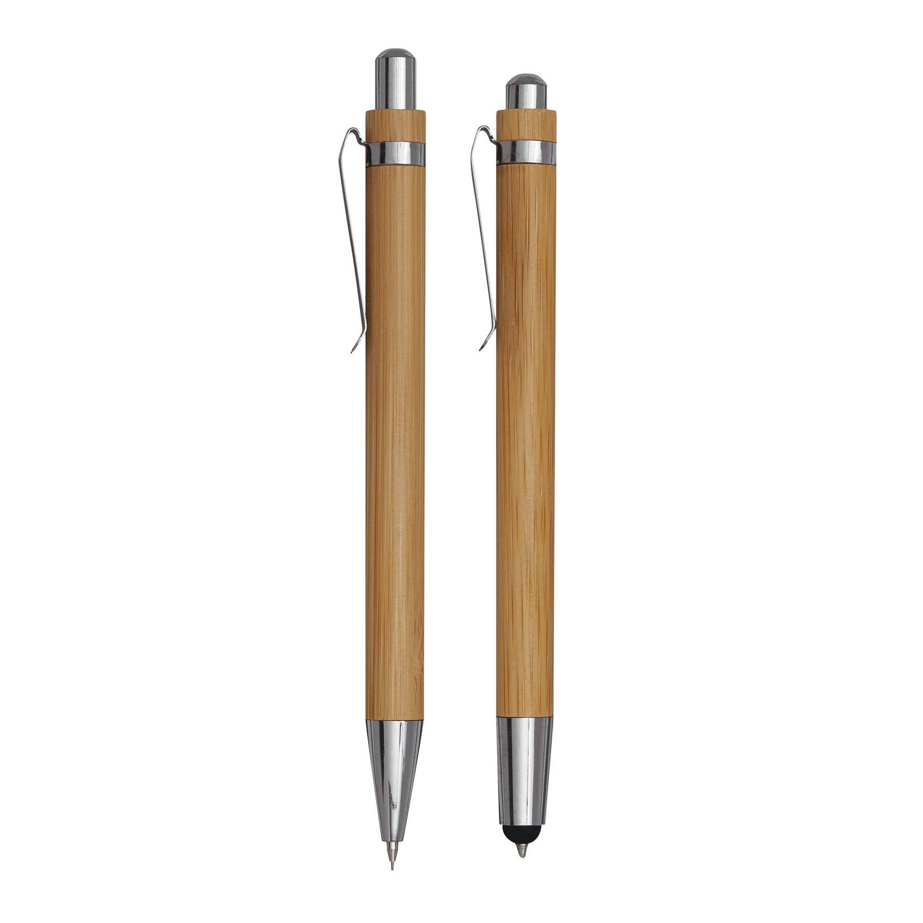 Schreibset DOUBLE BAMBOO - braun - silber-585