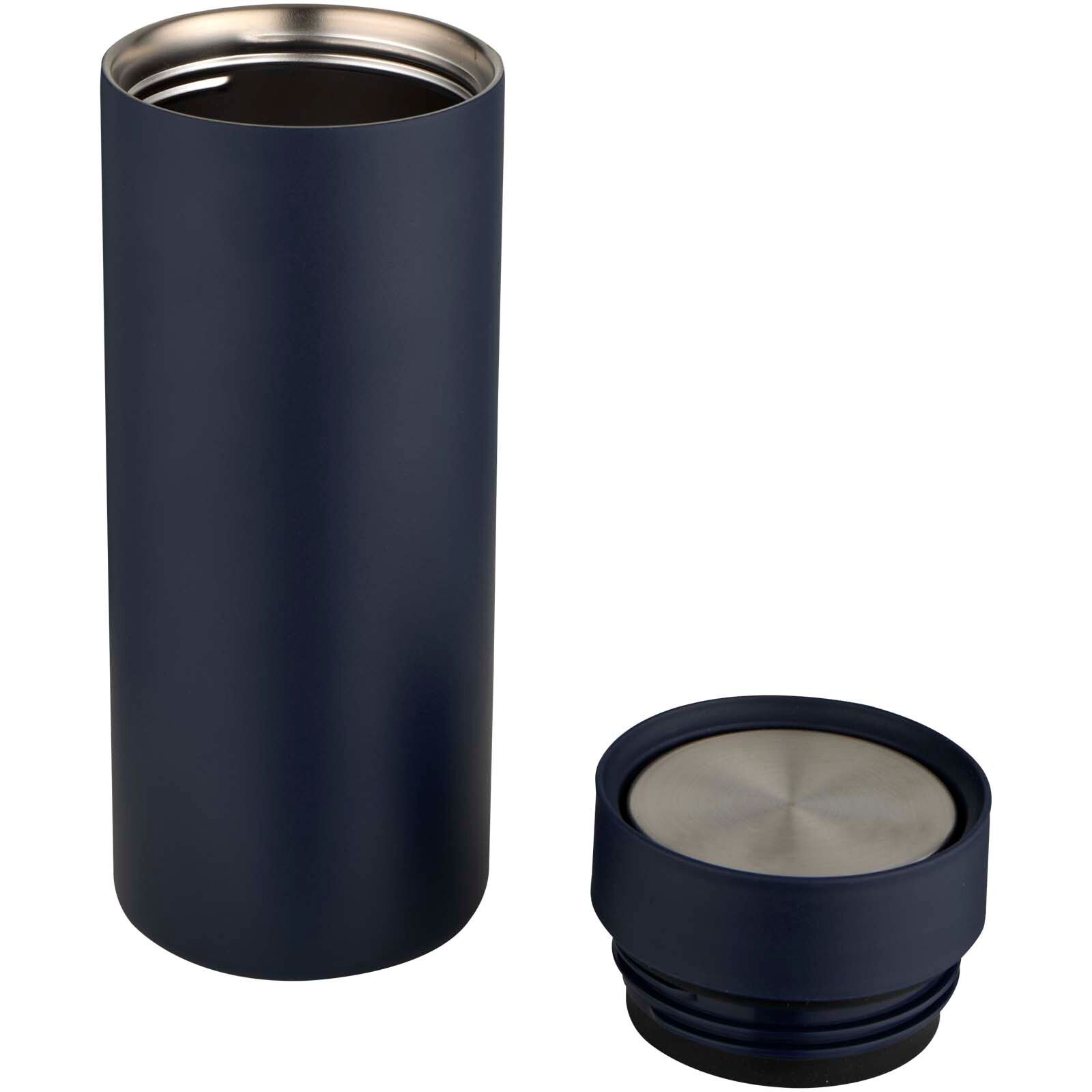 Illuminate 650 ml RCS-zertifizierte doppelwandige Trinkflasche aus recyceltem Edelstahl mit 3-teiligem Deckelset  - navy-875