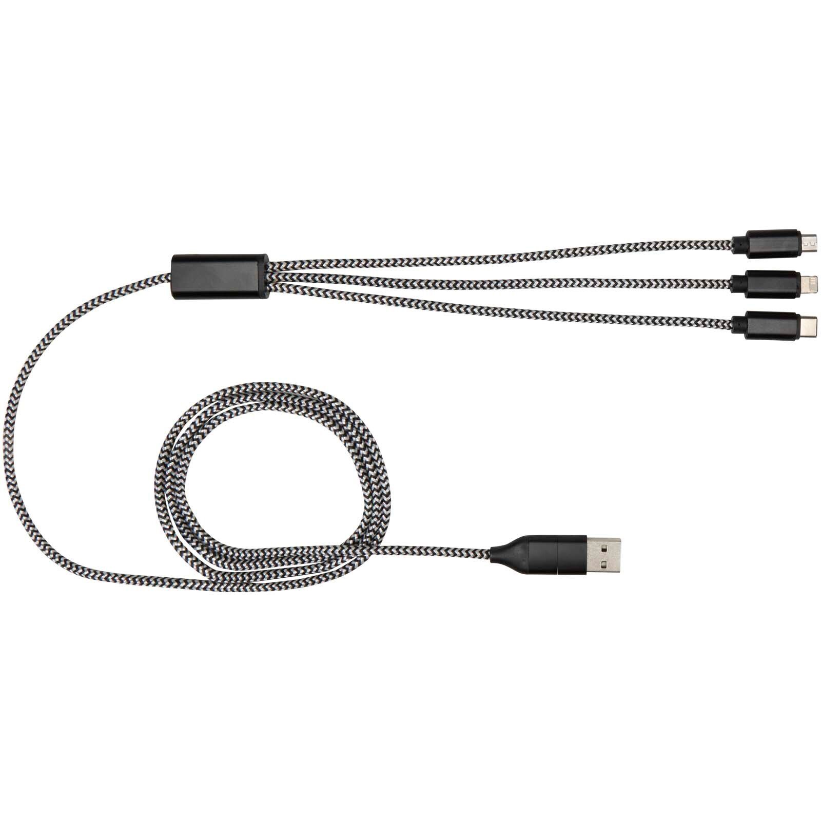 Alphecca 5-in-1-Ladekabel aus recyceltem Aluminium und RPET  - schwarz-755