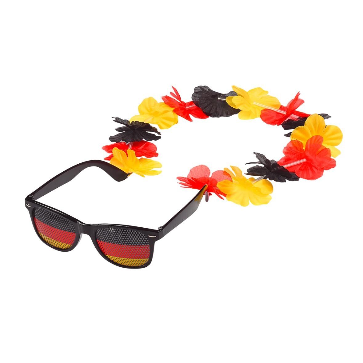 Spaßbrille Germany mit Blumenkette - Deutschland-Farben-912