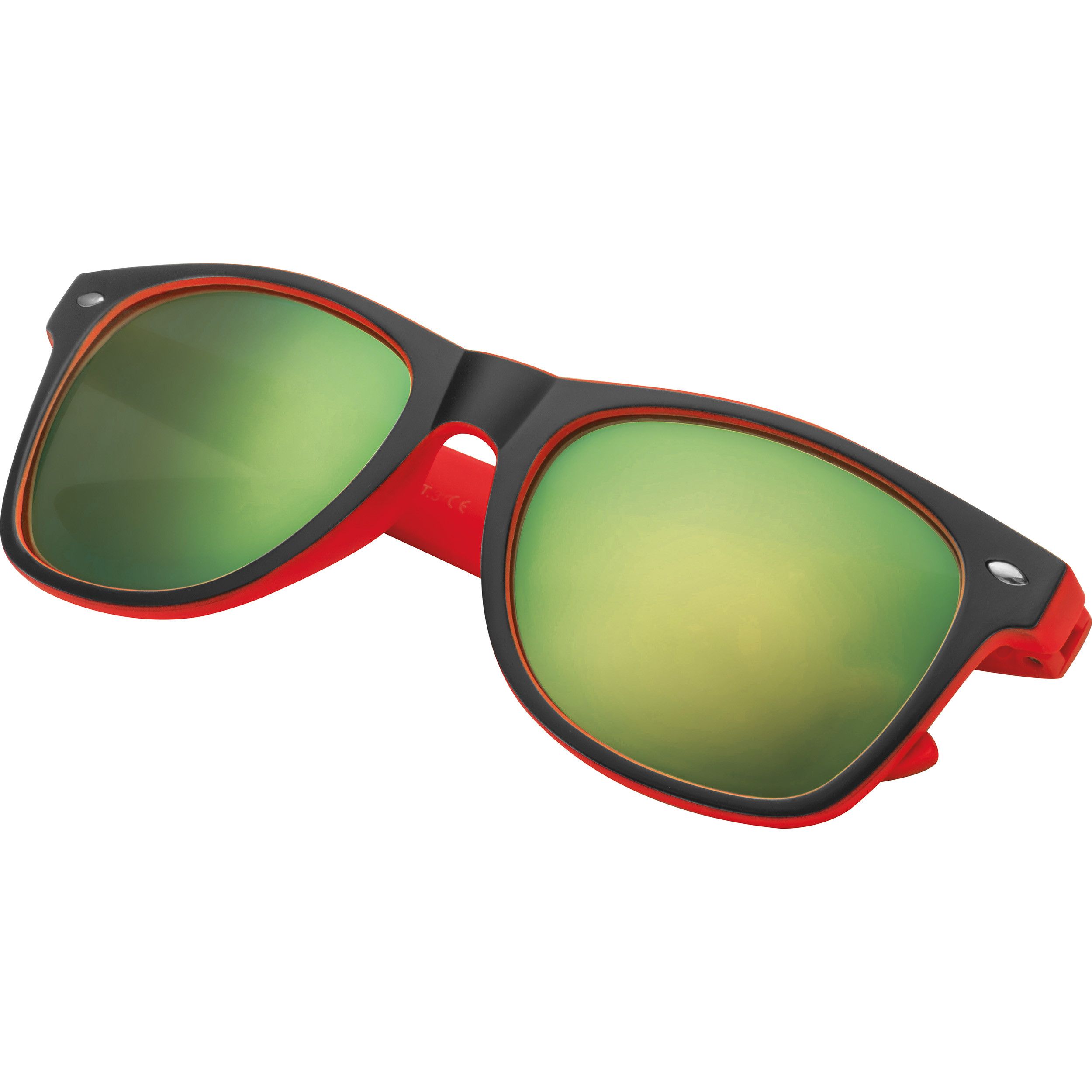 Sonnenbrille aus Kunststoff mit verspiegelten Gläsern, UV 400 Schutz - rot-205