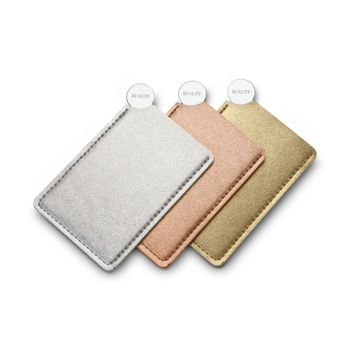 Taschenspiegel aus Edelstahl im Etui - gold-276
