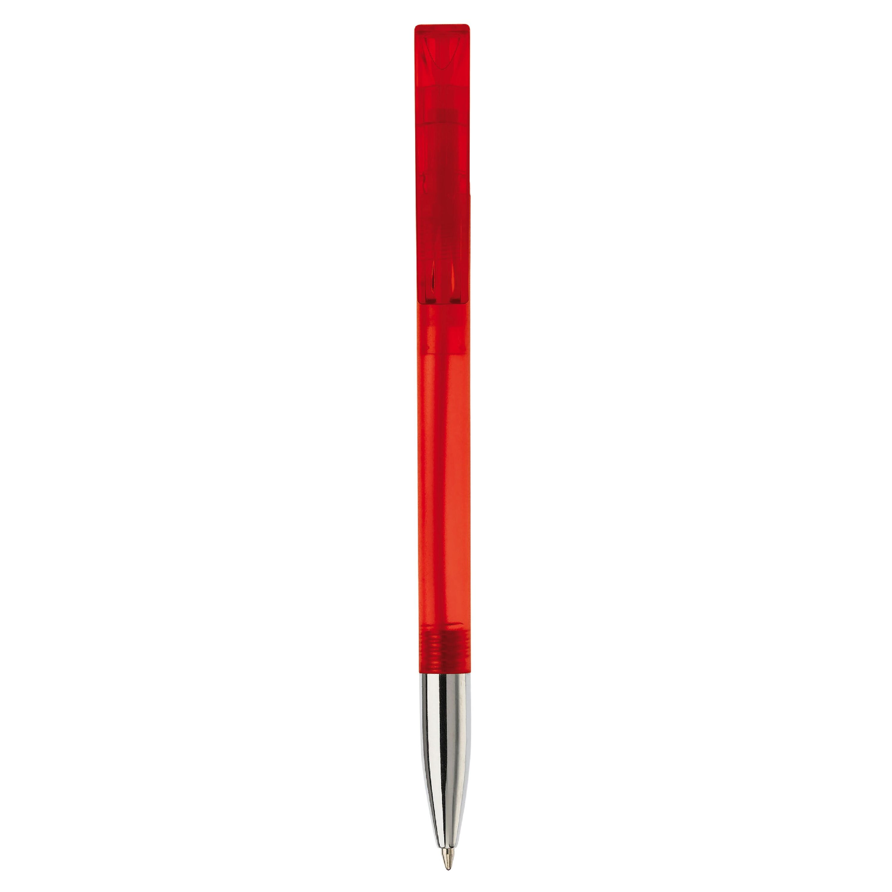 Kugelschreiber Nash Transparent mit Metallspitze - transparent  -  rot-391