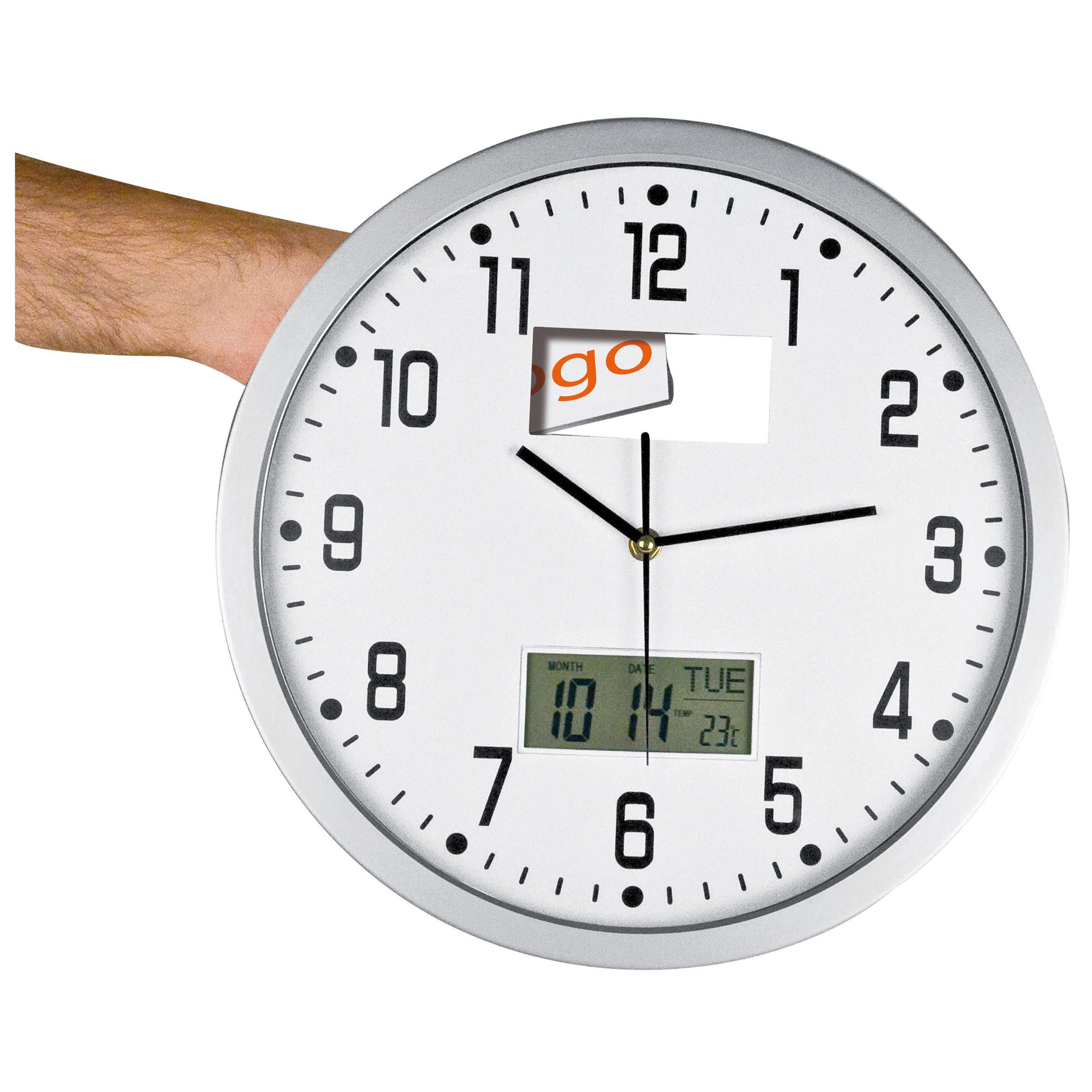 Analoge Wanduhr mit Digitalanzeige - weiß-517