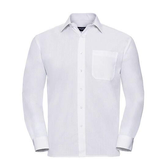 Men's Long Sleeve Classic Polycotton Poplin Shirt - white-527