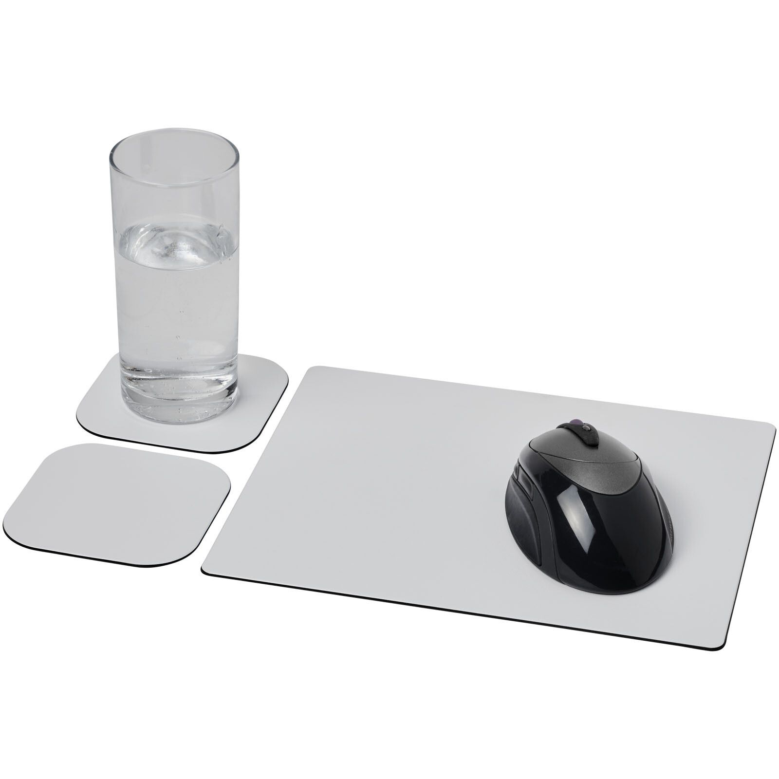 Brite-Mat Mousepad- und Untersetzer-Set 3 - schwarz-652