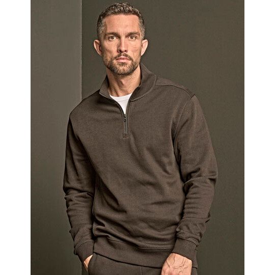 Ribbed Interlock Half Zip - dark grey solid-643