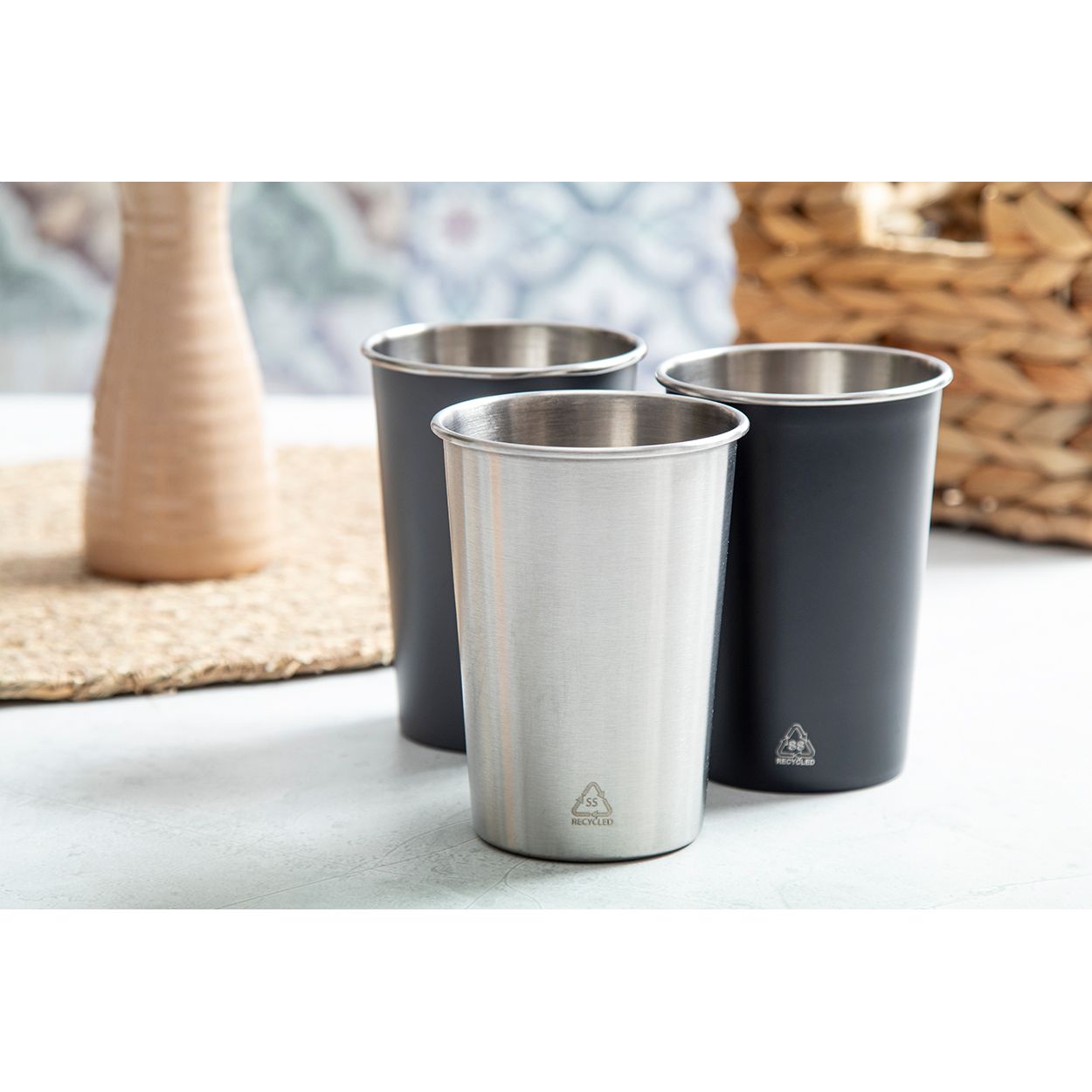 Redisha Mono Becher aus recyceltem Edelstahl, 350 ml - silber-40