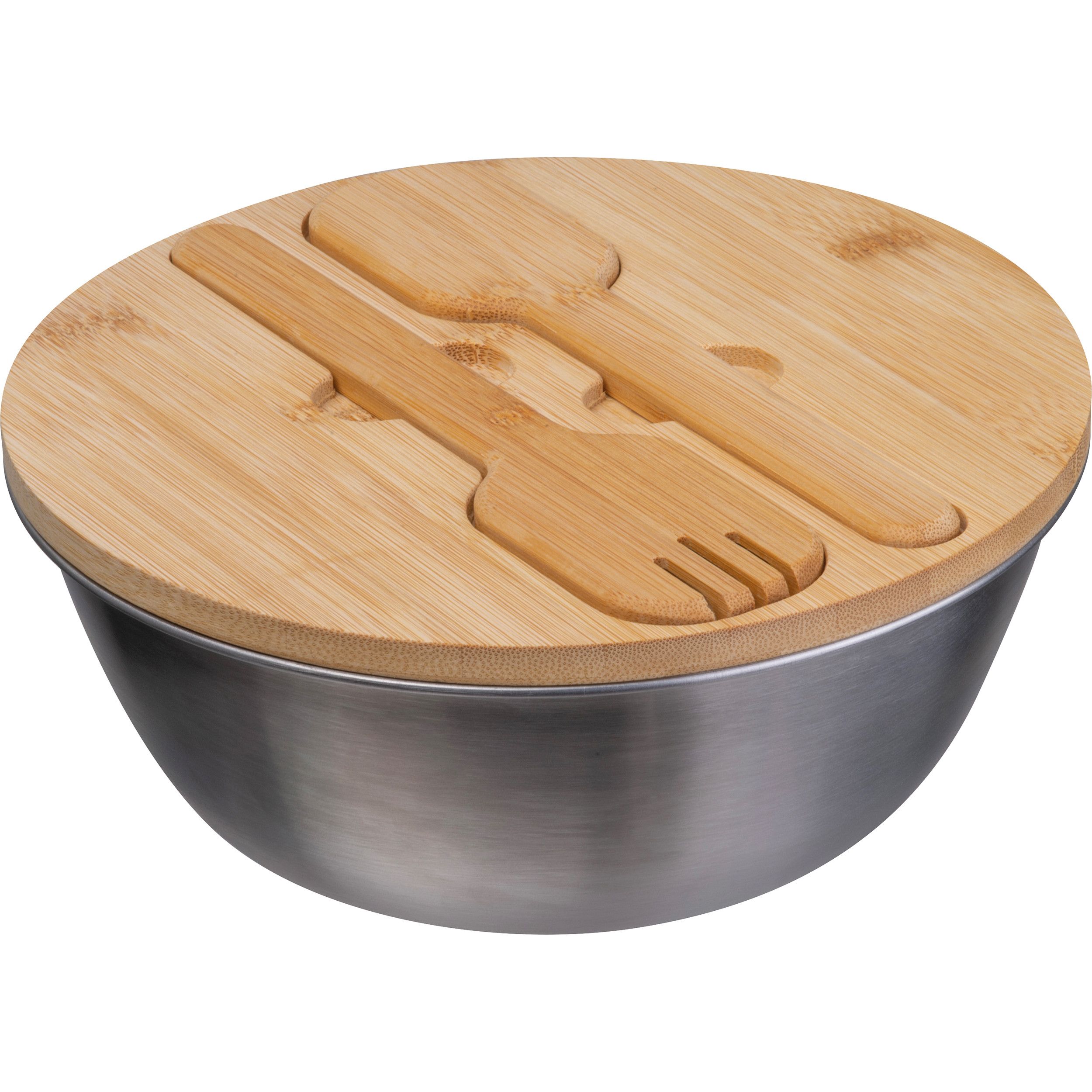 Salatschüssel mit Bambusdeckel ROZALIA - silbergrau-915