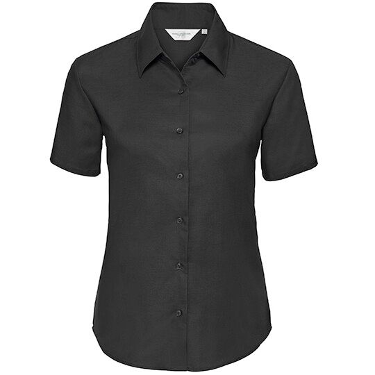 Ladies' Short Sleeve Tailored Oxford Shirt - black-400