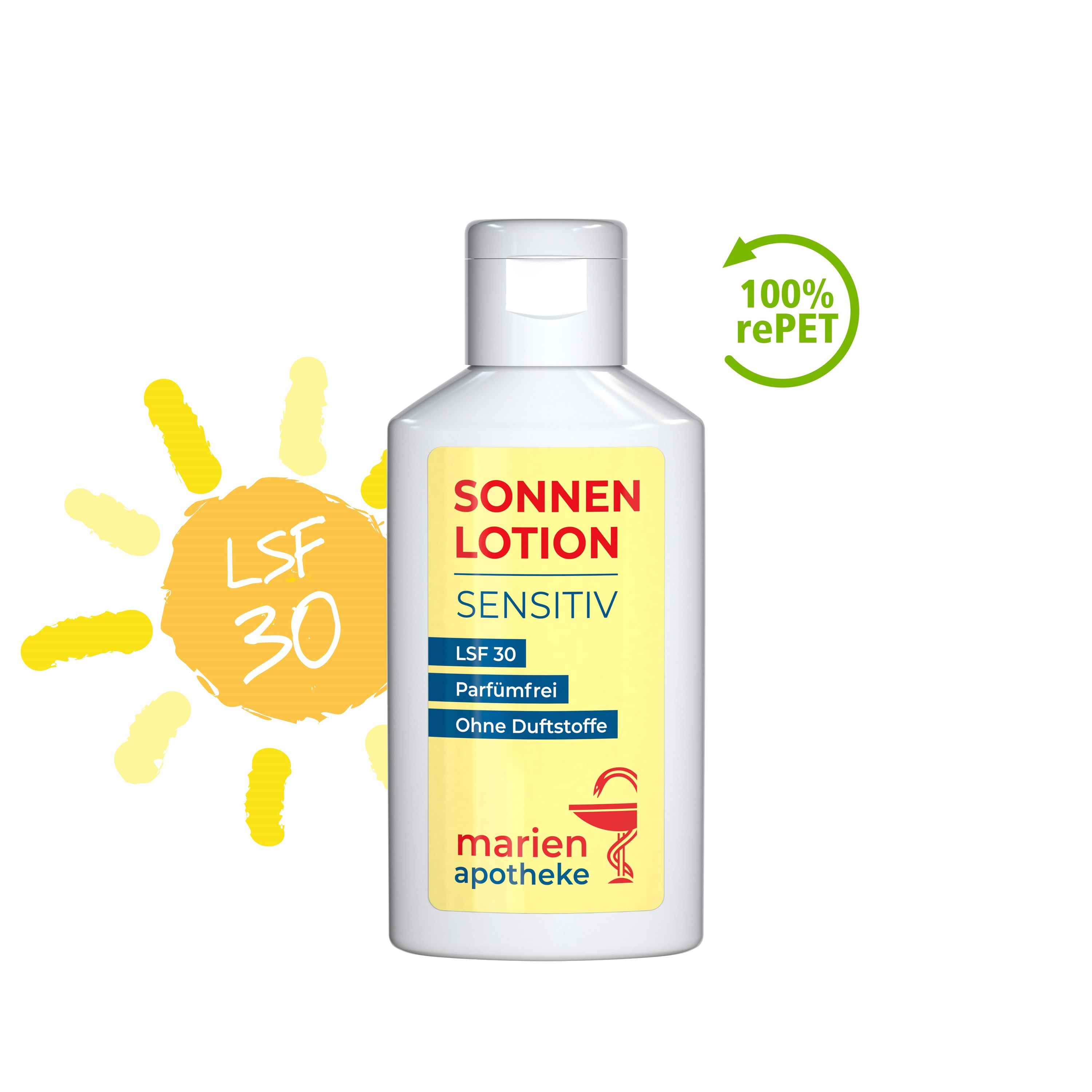 50 ml Flasche Sonnenmilch LSF 30 (sensitiv) Body Label-894
