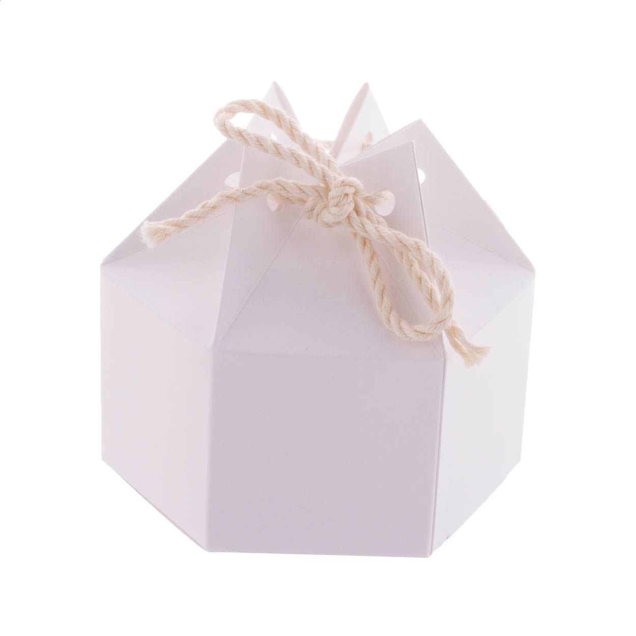 CreaBox HexaCord S Sechseckige Geschenkbox (94 x 82 x 88 mm) - weiß-382