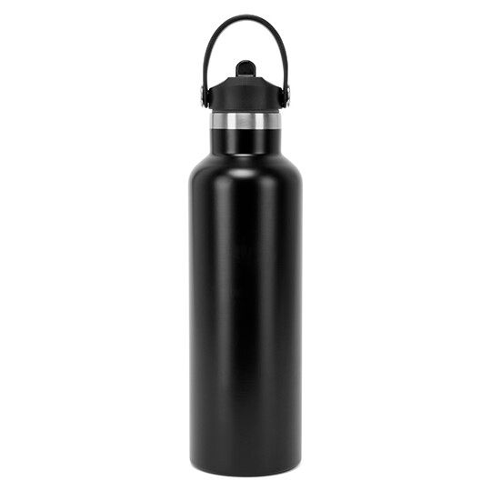 TriDri® Vacuum Sports Water Bottle With Flip Up Straw - black-648