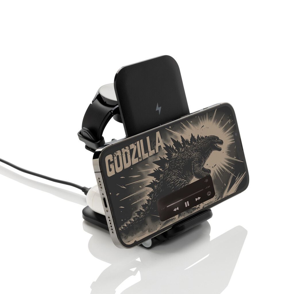 Powerpal 3-in-1 15W-Ladegerät aus RCS recyceltem Kunststoff - schwarz-972