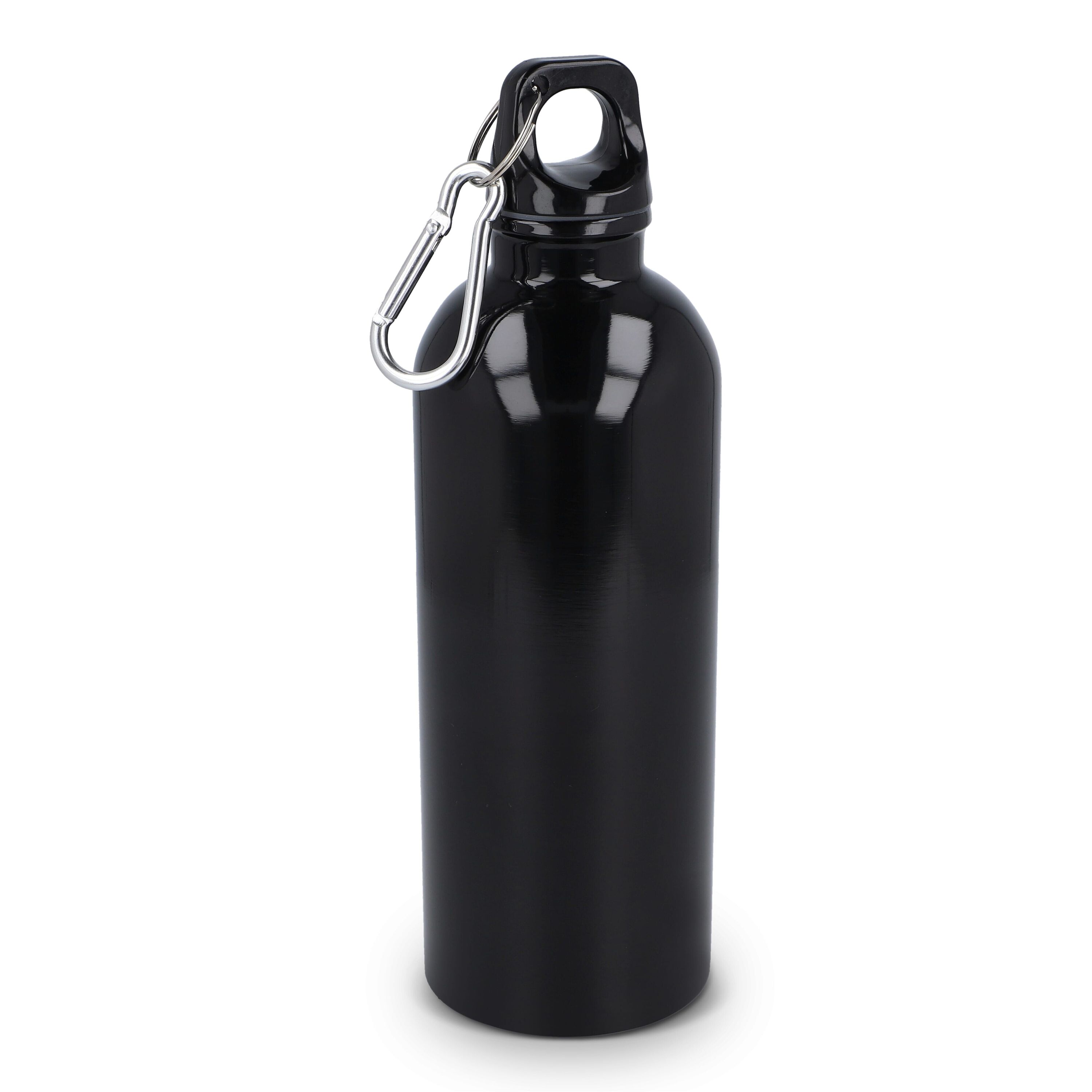 R-Edelstahl einwandige Flasche mit Karabiner 500 ml - schwarz-963