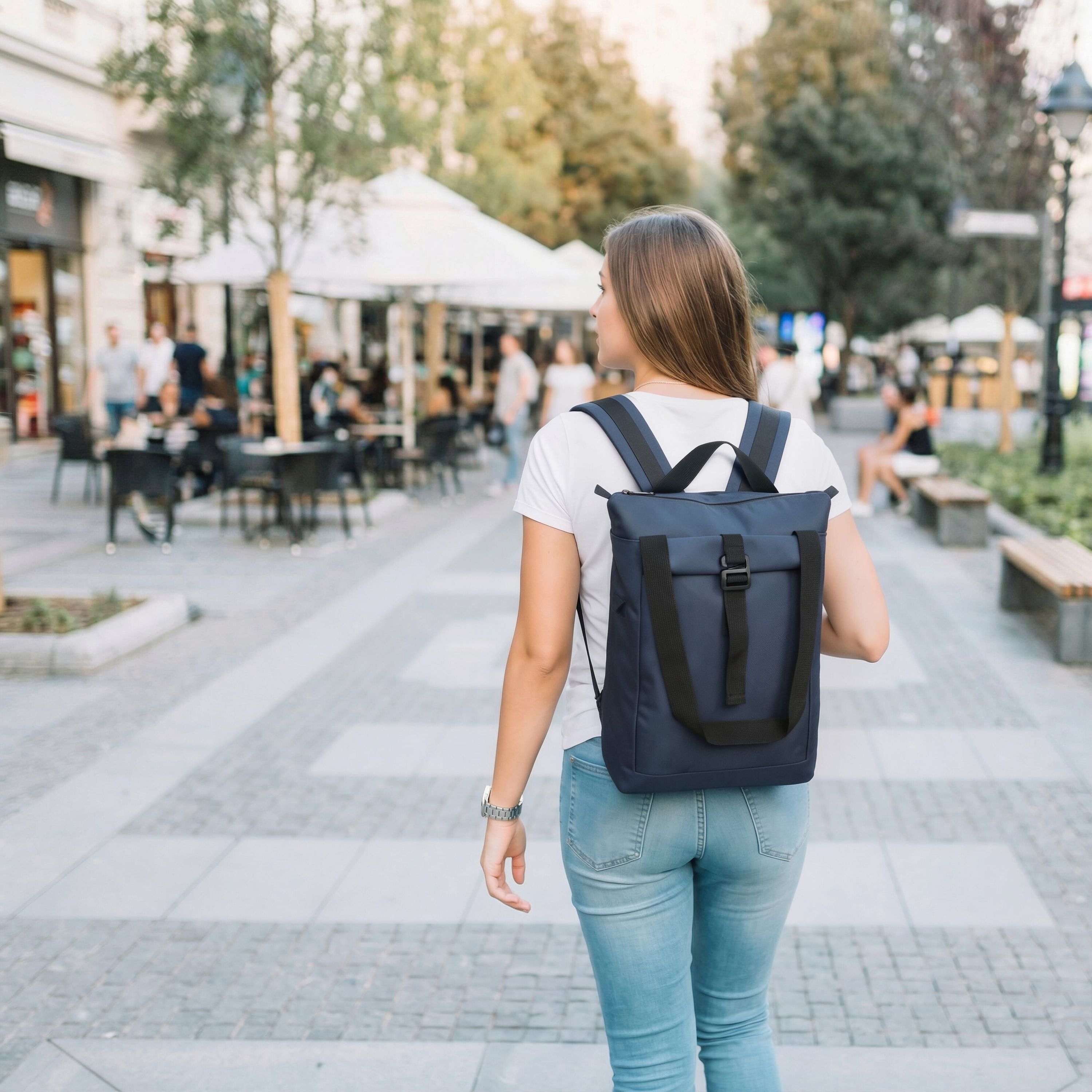 rPET 600D Navi Laptop-Rucksack 36 x 40 x 10 cm - dunkelblau-517