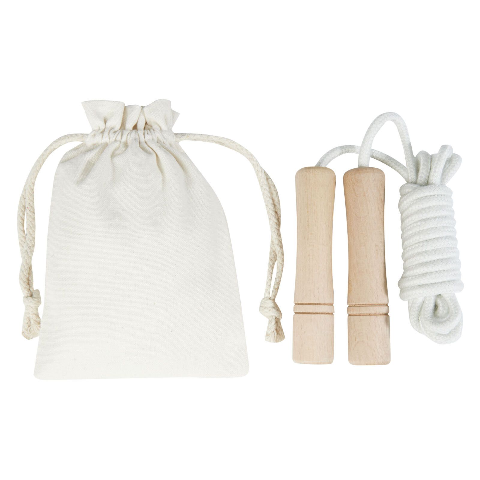 Denise Holz-Springseil im Baumwollbeutel - offwhite -  holz-707