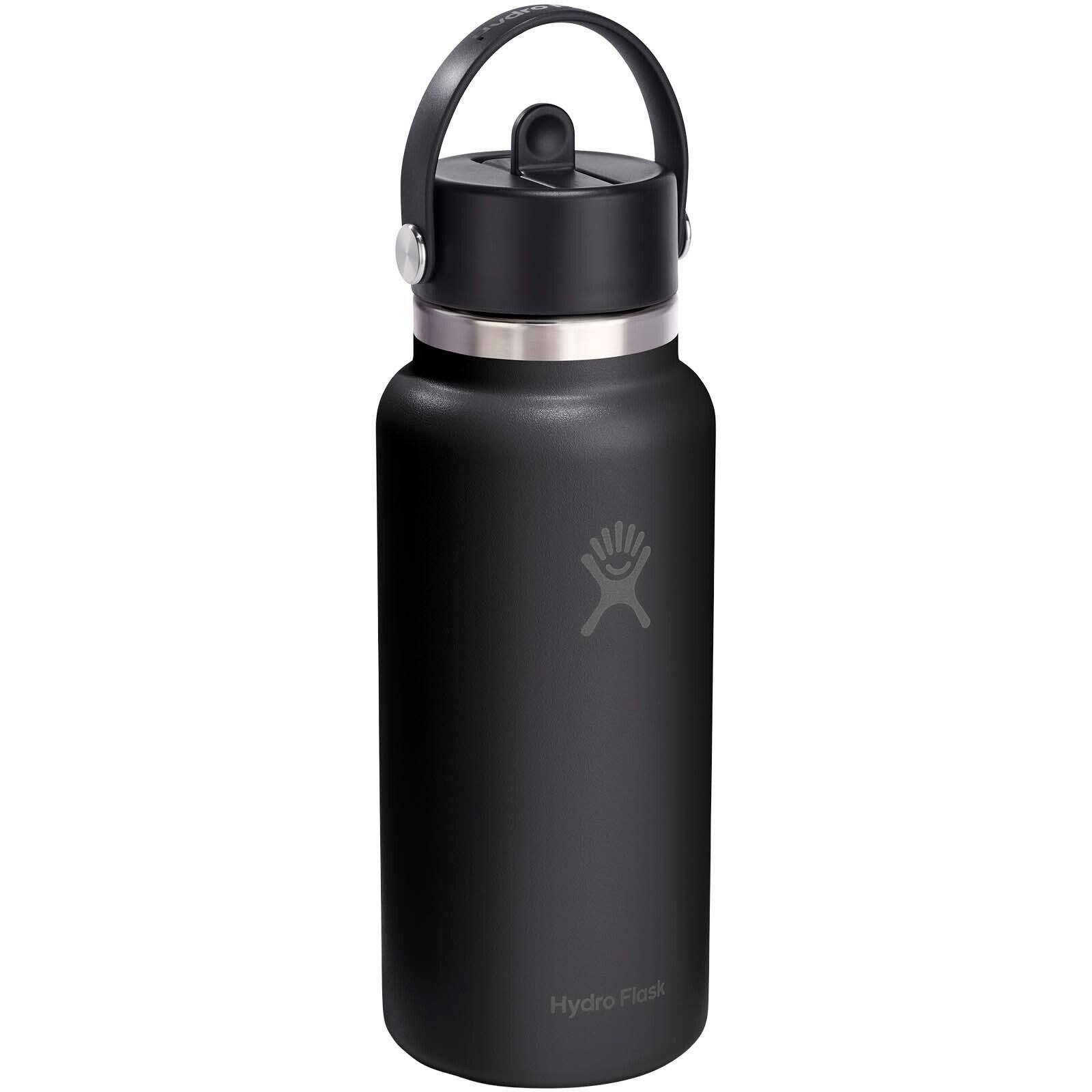 Hydro Flask Wide Mouth 946 ml isolierte Edelstahl Trinkflasche mit Strohhalmverschluss - schwarz-832
