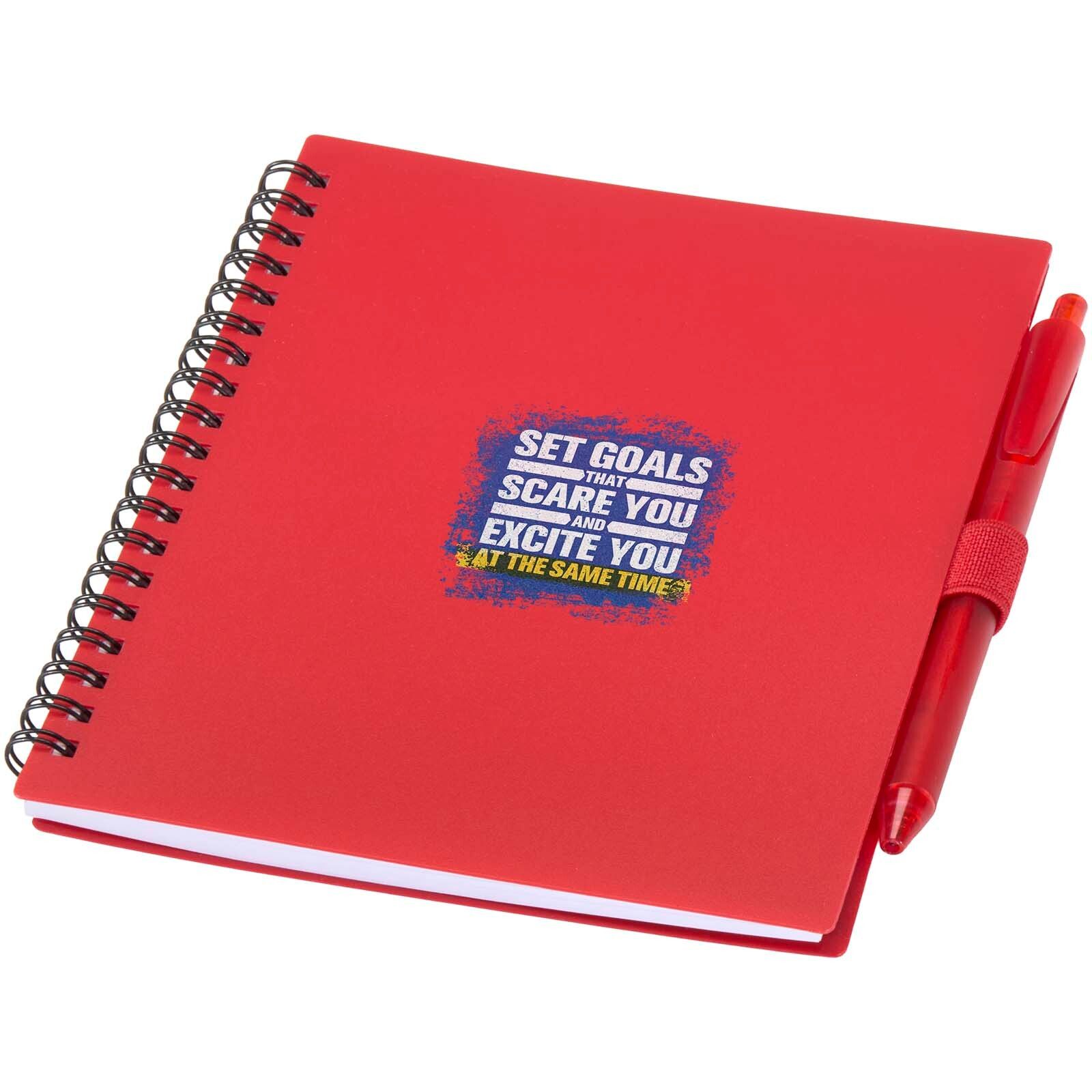 Niove Softcover Notizbuch aus recyceltem Kunststoff mit Kugelschreiber (blaue Mine) - rot-415