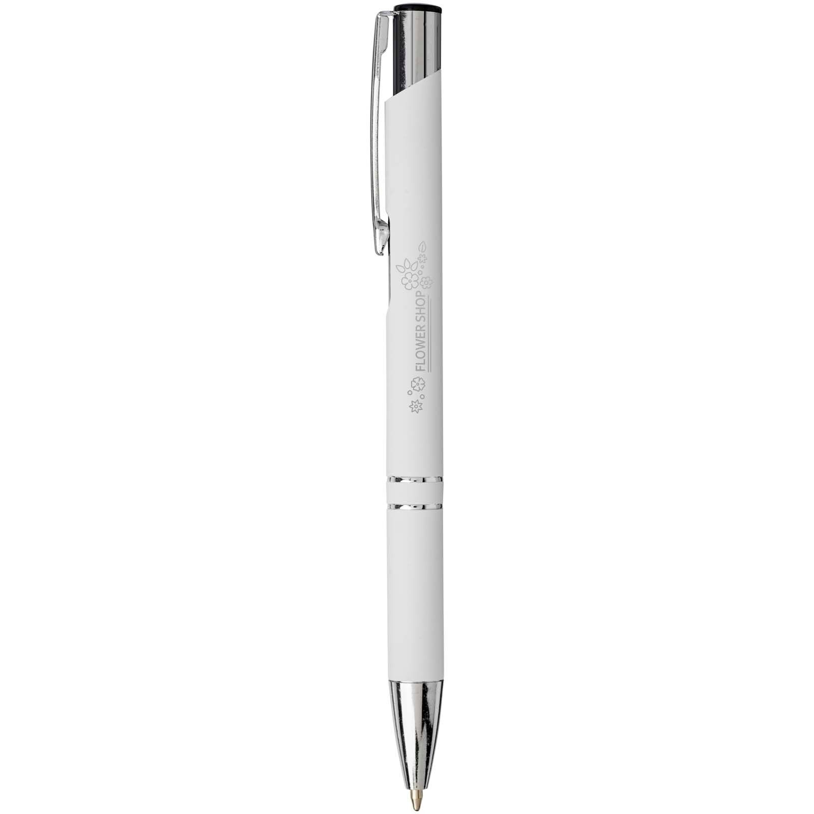 Moneta Soft Touch Druckkugelschreiber (schwarze Mine) - weiss-555