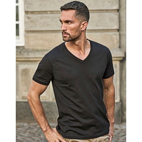 Fashion V-Neck Sof Tee - dark grey solid-563