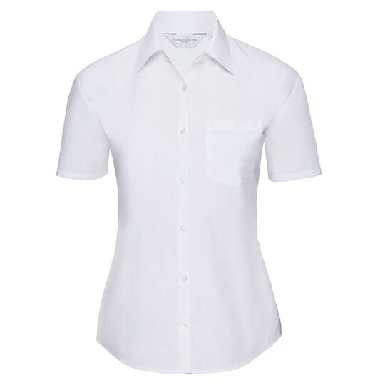 Ladies' Short Sleeve Classic Polycotton Poplin Shirt - white-41