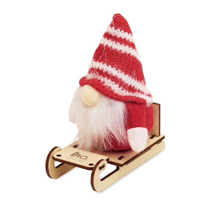 Wichtel auf Holzschlitten FROSTY SLEIGH - rot-232