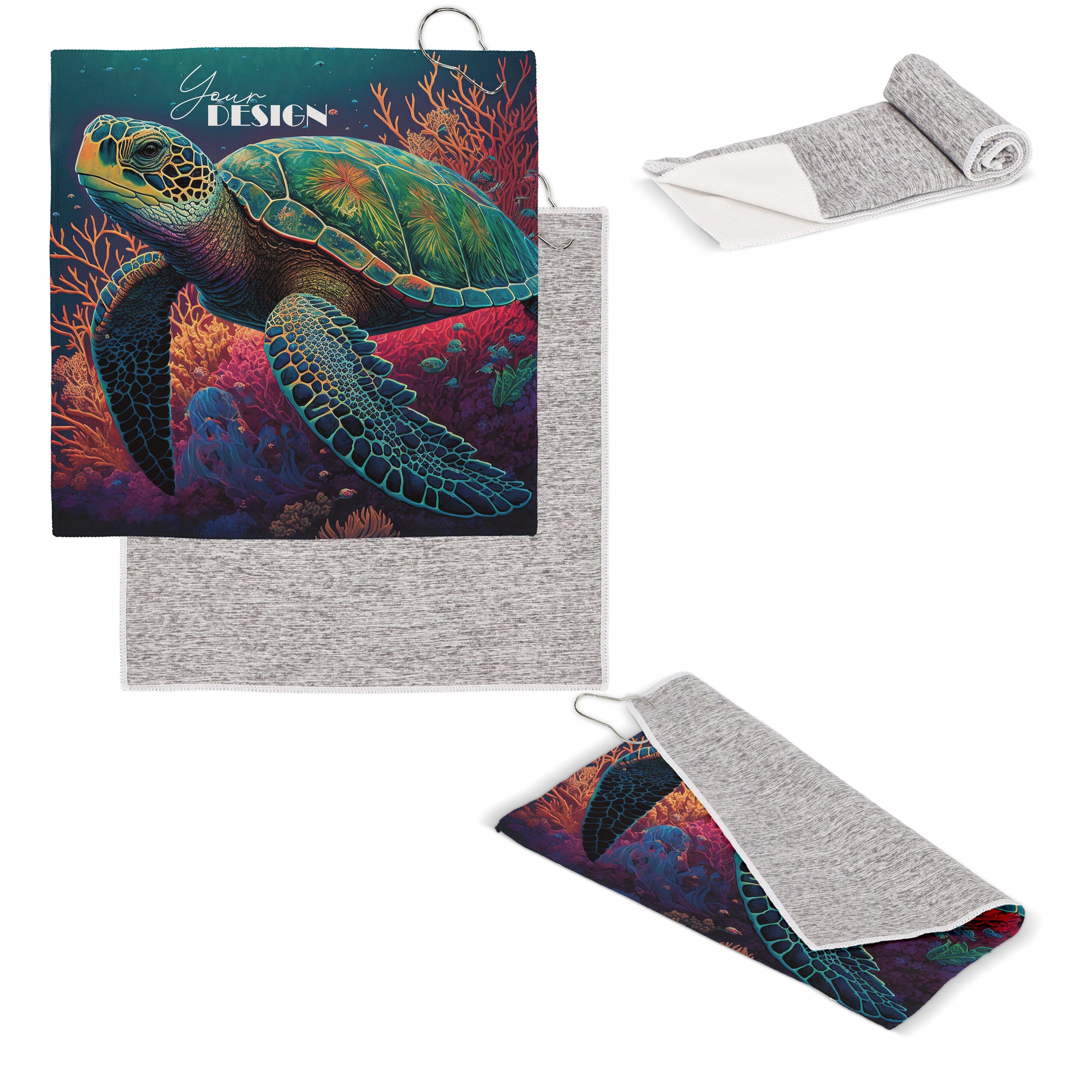 Schnelltrocknendes Golfhandtuch mit Haken R-PET 30 x 30 cm Sublimation - weiss  -  grau-120