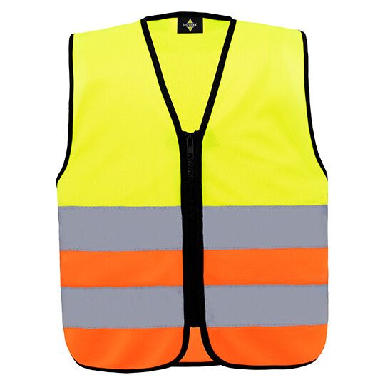 Kids´ Hi-Vis Safety Vest With Front Zipper Aalborg - signal yellow - signal orange-934