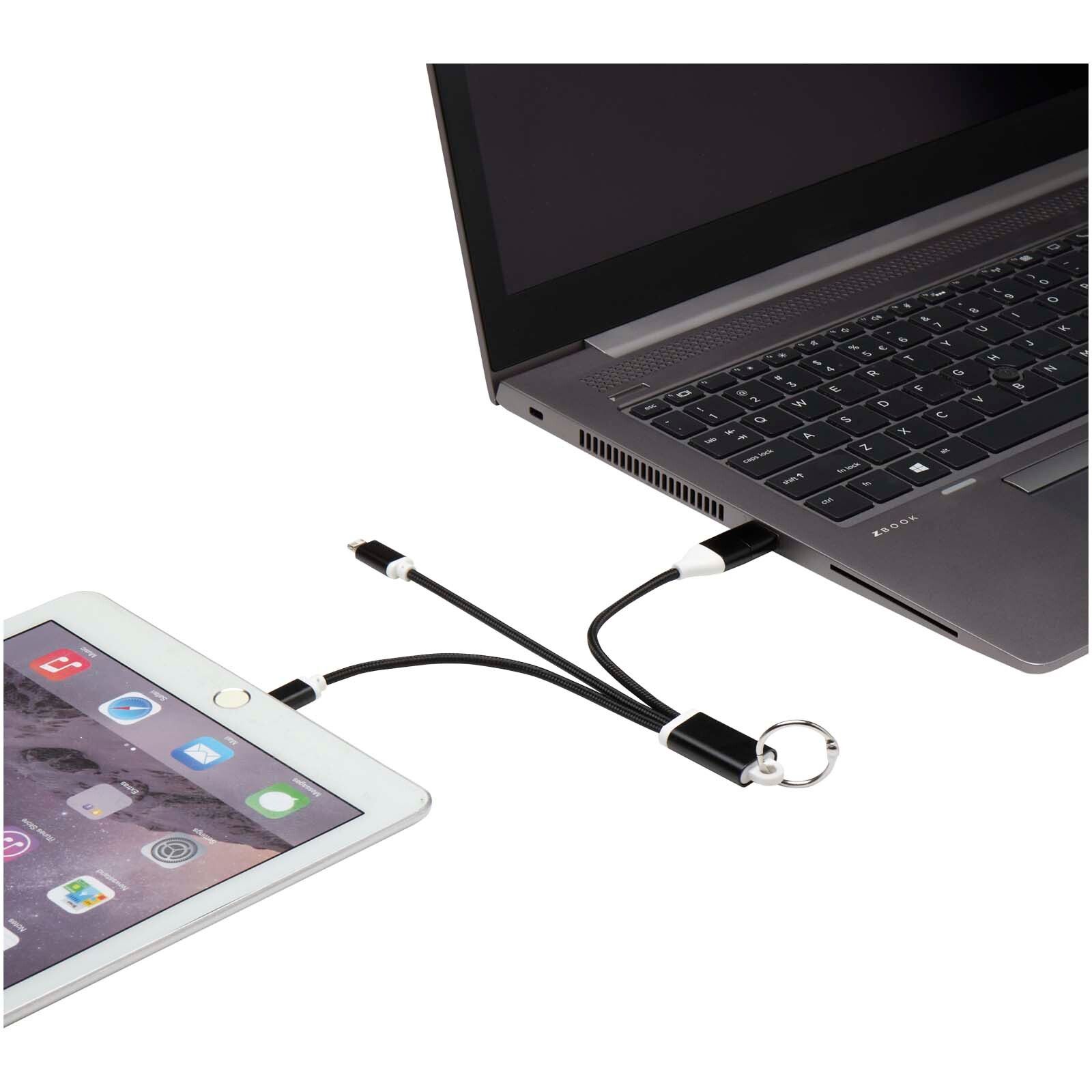 Metal 4-in-1 Ladekabel aus recyceltem Aluminium mit Schlüsselanhänger - schwarz-177