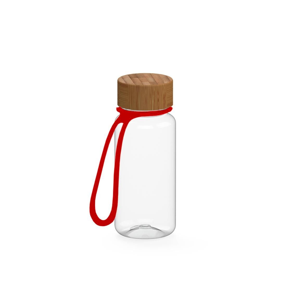 Trinkflasche Natural, 400 ml, inkl. Strap - transparent-rot - rot-900