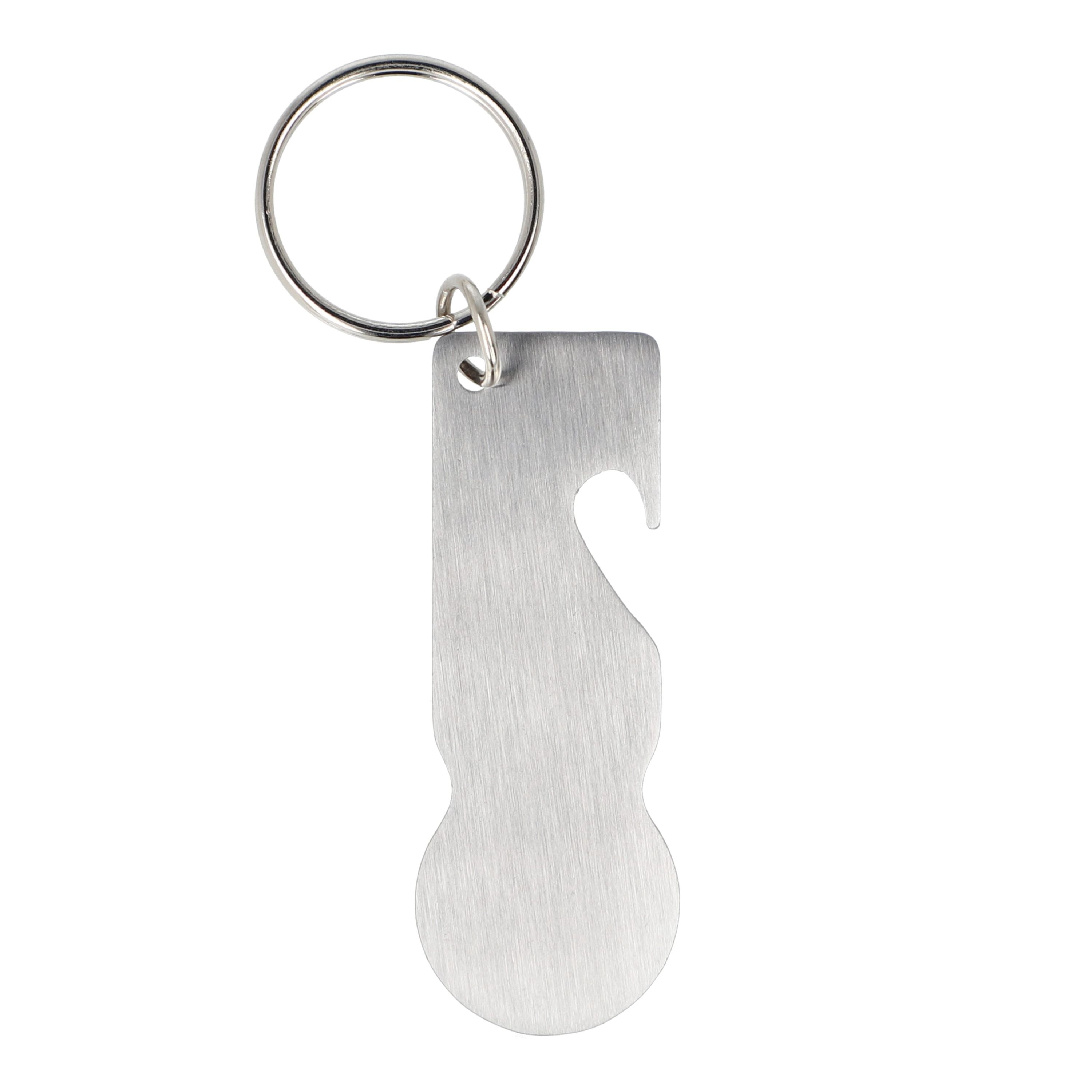 Edelstahl Schlüsselanhänger mit Einkaufswagenlöser - silber-496