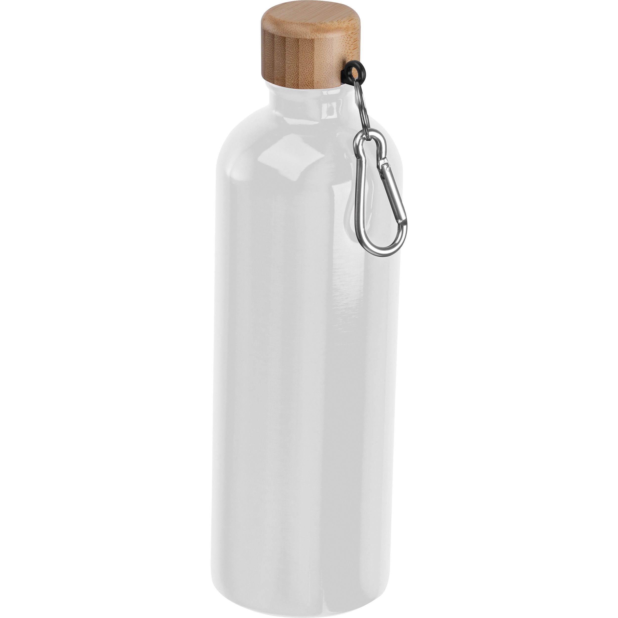 Edelstahltrinkflasche mit Karabiner, 750ml - weiß-395