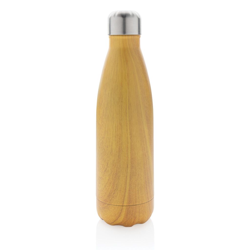 Vakuumisolierte Stainless Steel Flasche mit Holzoptik - gelb-510