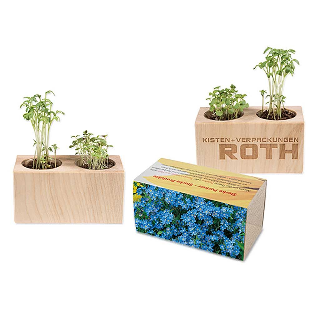 Pflanz-Holz 2er Set mit Samen - Vergissmeinnicht, 2 Seiten gelasert-371