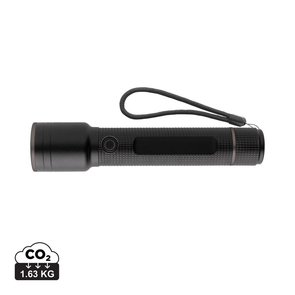 Große Gear X Taschenlampe aus RCS recycelt. Alu mit USB-Akku - schwarz-1000