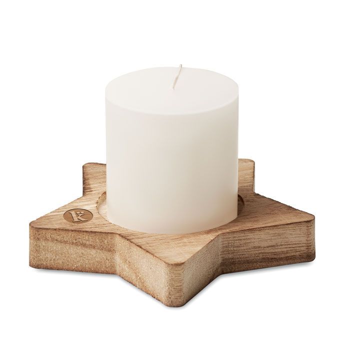 Kerze mit Halter LOTUS - holz-665