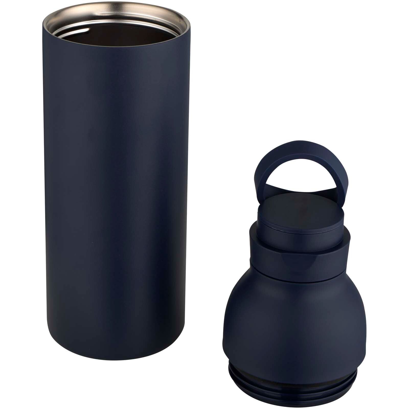 Illuminate 650 ml RCS-zertifizierte doppelwandige Trinkflasche aus recyceltem Edelstahl mit 3-teiligem Deckelset  - navy-735